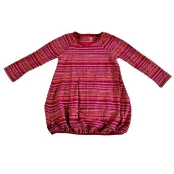 Tea Collection | Maroon Stripe Long Sleeve Bubble Dress Size 3T - Picture 1 of 5